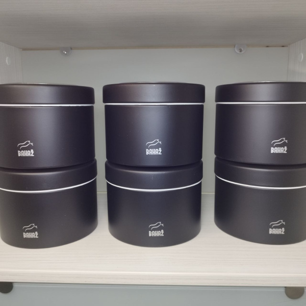 Контейнер для сыпучих продуктов металлический Bahaz 1.9 л. / Банка с прозрачной крышкой, Черный цвет